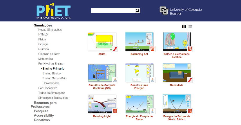 Portal de Simulações Interativas - PHET